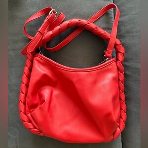 Red Braided Strap Women's Bag vegan leather